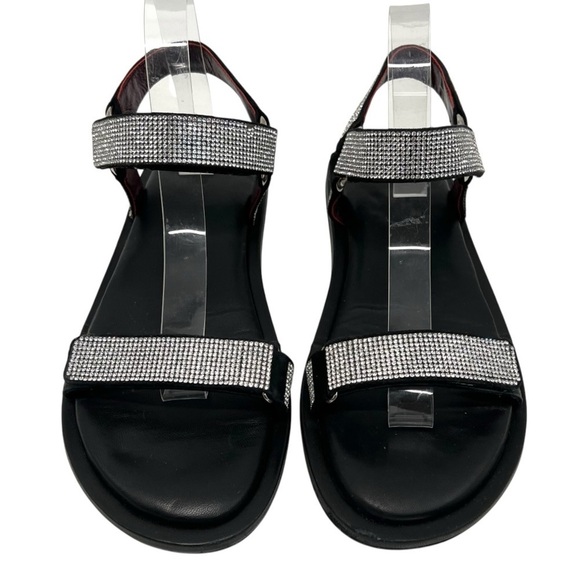 Staud Betty Rhinestone Black Leather Sporty Outdoor Sandals Womens 40 - Picture 5 of 14